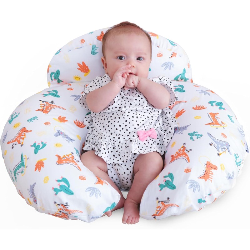 Nursing Pillow Breastfeeding - アニマルプリントカバー付き授乳枕 - 取り外し可能で洗える、授乳中のママと赤ちゃんのためのサポート枕。