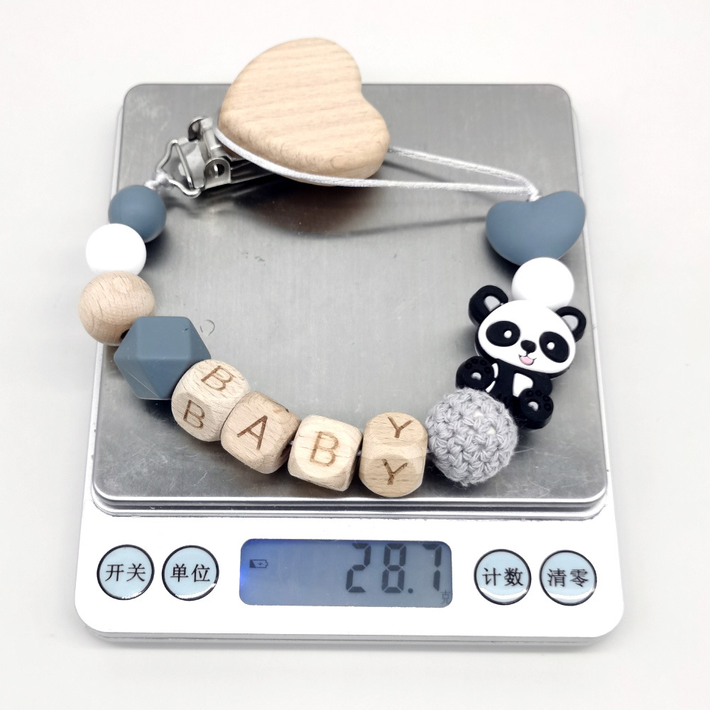 木製のパーソナライズされたベビーおしゃぶりチェーン、かわいい - Baby Products For 1 Year Old のレビューと価格