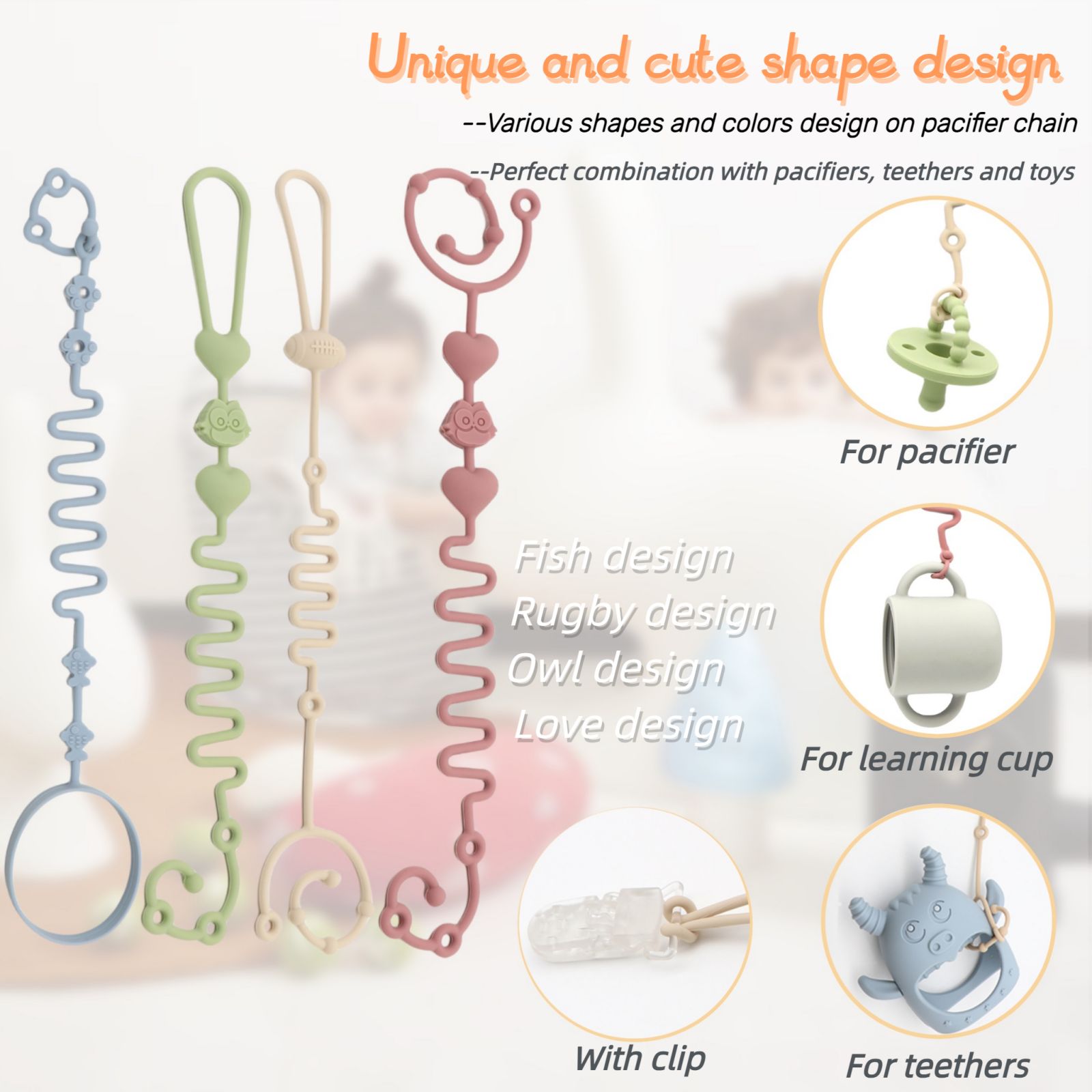 4個パック - ベビーおもちゃストラップ、おしゃぶりチェーン - Zwitsal Baby Products のレビューと価格